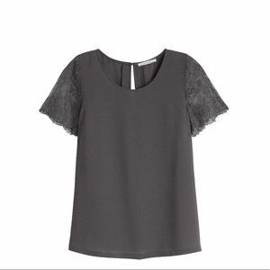 41 Hawthorn grey lace sleeve blouse